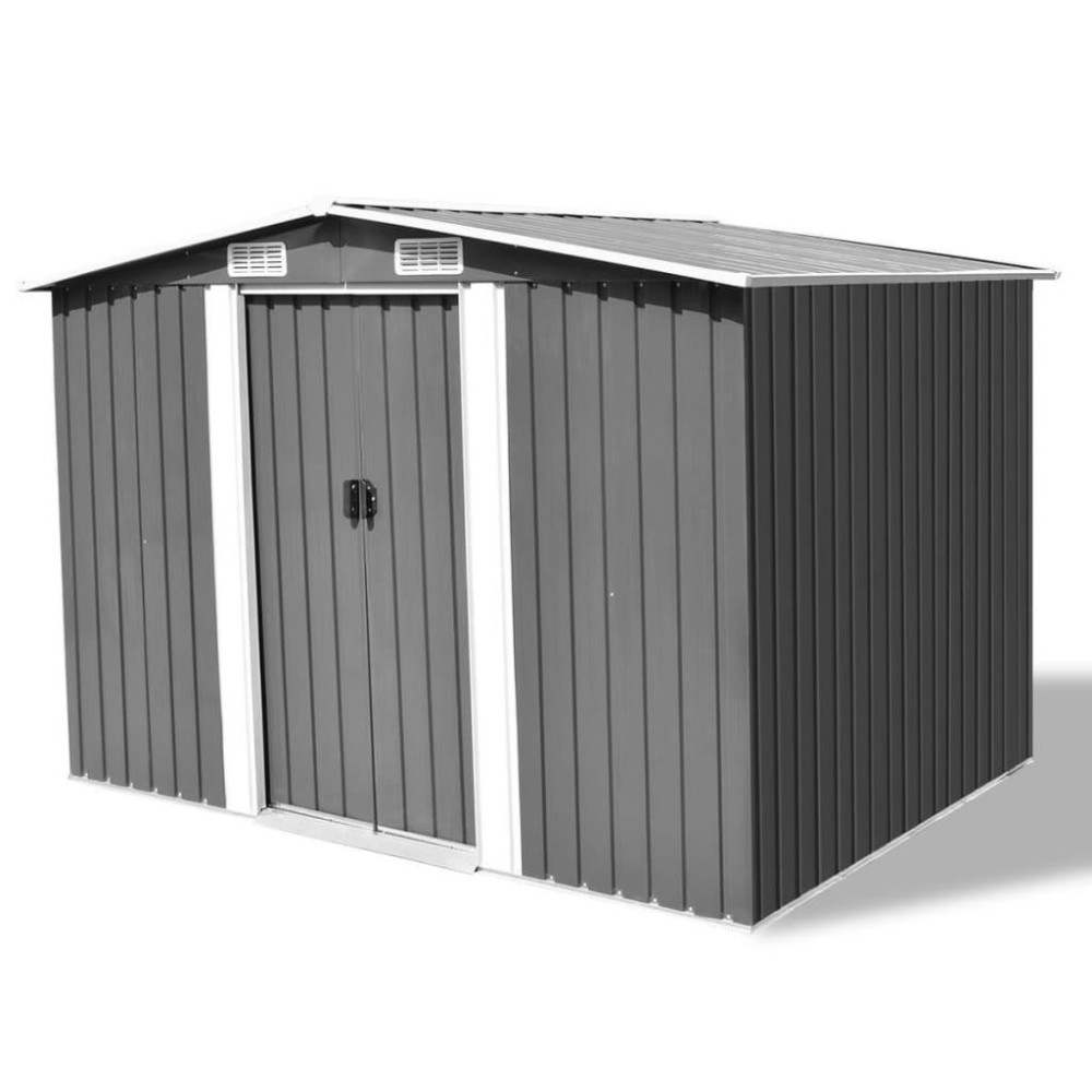 vidaXL Garden Storage Shed Gray Metal 101.2