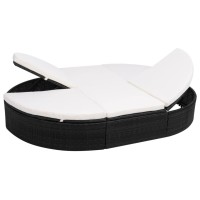 Vidaxl Patio Lounge Bed With Cushion Poly Rattan Black