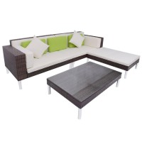 Vidaxl 4 Piece Patio Lounge Set With Cushions Poly Rattan Brown