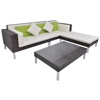 Vidaxl 4 Piece Patio Lounge Set With Cushions Poly Rattan Brown