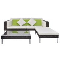 Vidaxl 4 Piece Patio Lounge Set With Cushions Poly Rattan Brown