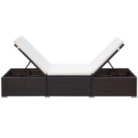 vidaXL Sun Loungers 2 pcs with Table Poly Rattan Brown