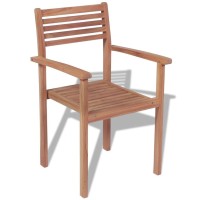 vidaXL Stackable Patio Chairs 2 pcs Solid Teak Wood