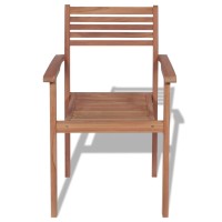 vidaXL Stackable Patio Chairs 2 pcs Solid Teak Wood