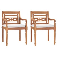 Vidaxl Batavia Chairs 2 Pcs With Cushions Solid Teak Wood
