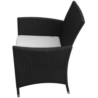 Vidaxl 5 Piece Patio Dining Set With Cushions Poly Rattan Black