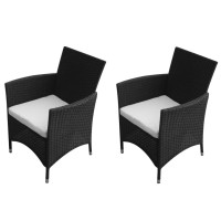 vidaXL Patio Chairs 2 pcs Poly Rattan Black