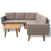 Vidaxl 4 Piece Patio Lounge Set With Cushions Poly Rattan Gray