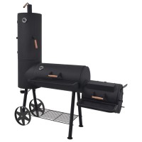 vidaXL BBQ Charcoal Smoker with Bottom Shelf Black Heavy XXL