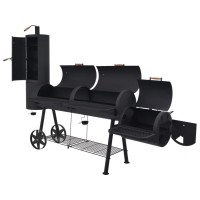 vidaXL BBQ Charcoal Smoker with Bottom Shelf Black Heavy XXXL