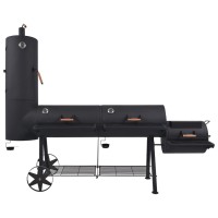 vidaXL BBQ Charcoal Smoker with Bottom Shelf Black Heavy XXXL