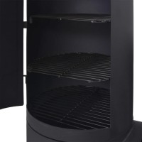 vidaXL BBQ Charcoal Smoker with Bottom Shelf Black Heavy XXXL