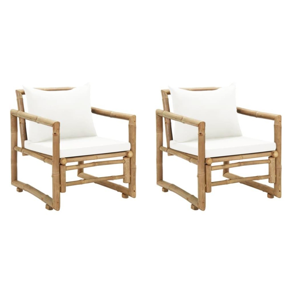 Vidaxl Patio Chairs 2 Pcs With Cushions And Pillows Bamboo