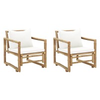 Vidaxl Patio Chairs 2 Pcs With Cushions And Pillows Bamboo