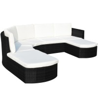 Vidaxl 4 Piece Patio Lounge Set With Cushions Poly Rattan Black