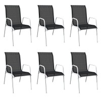 vidaXL 7 Piece Patio Dining Set Steel Black