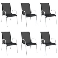 vidaXL Stackable Patio Chairs 6 pcs Steel and Textilene Black