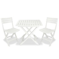 vidaXL 3 Piece Folding Bistro Set Plastic White