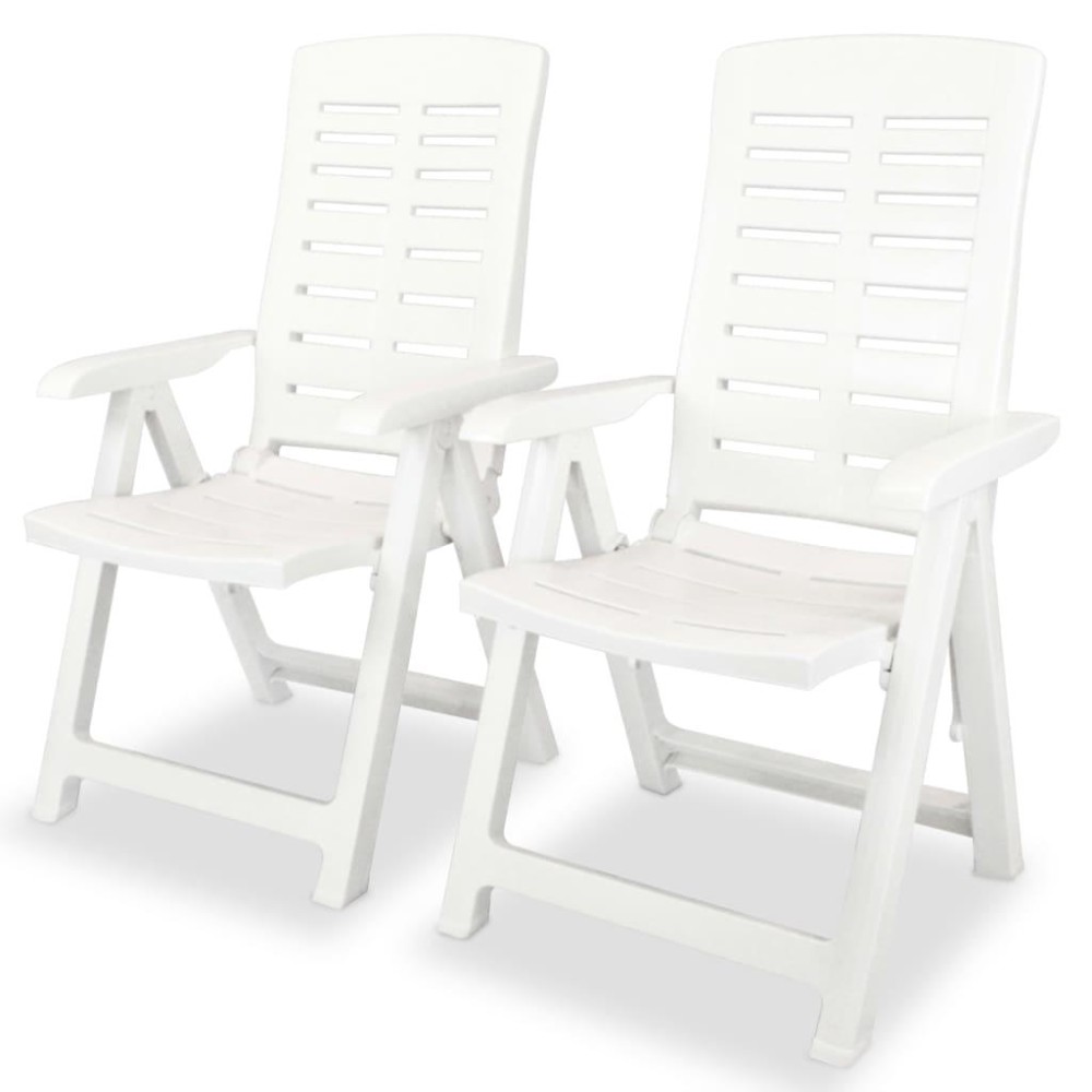 Vidaxl Reclining Patio Chairs 2 Pcs Plastic White