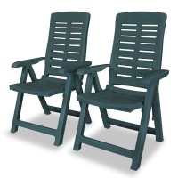 Vidaxl Reclining Patio Chairs 2 Pcs Plastic Green