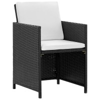 Vidaxl 5 Piece Patio Dining Set With Cushions Poly Rattan Black