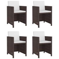 Vidaxl 5 Piece Patio Dining Set With Cushions Poly Rattan Brown