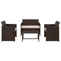 Vidaxl 4 Piece Patio Lounge With Cushions Set Poly Rattan Brown