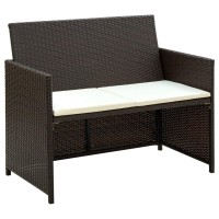 Vidaxl 4 Piece Patio Lounge With Cushions Set Poly Rattan Brown