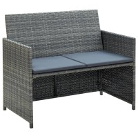 Vidaxl 4 Piece Patio Lounge With Cushions Set Poly Rattan Gray