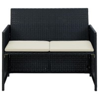 Vidaxl 2 Seater Patio Sofa With Cushions Black Poly Rattan