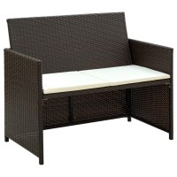 Vidaxl 2 Seater Patio Sofa With Cushions Brown Poly Rattan