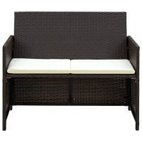 Vidaxl 2 Seater Patio Sofa With Cushions Brown Poly Rattan