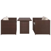 Vidaxl 3 Piece Bistro Set Poly With Cushions Rattan Brown