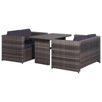 Vidaxl 3 Piece Bistro Set Poly With Cushions Rattan Gray