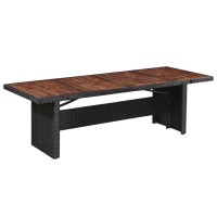 Vidaxl Patio Table 94.5X35.4X29.1 Poly Rattan And Solid Acacia Wood