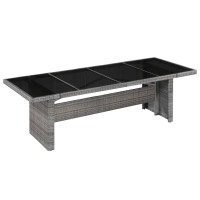 Vidaxl Patio Table 94.5X35.4X29.1 Poly Rattan And Glass