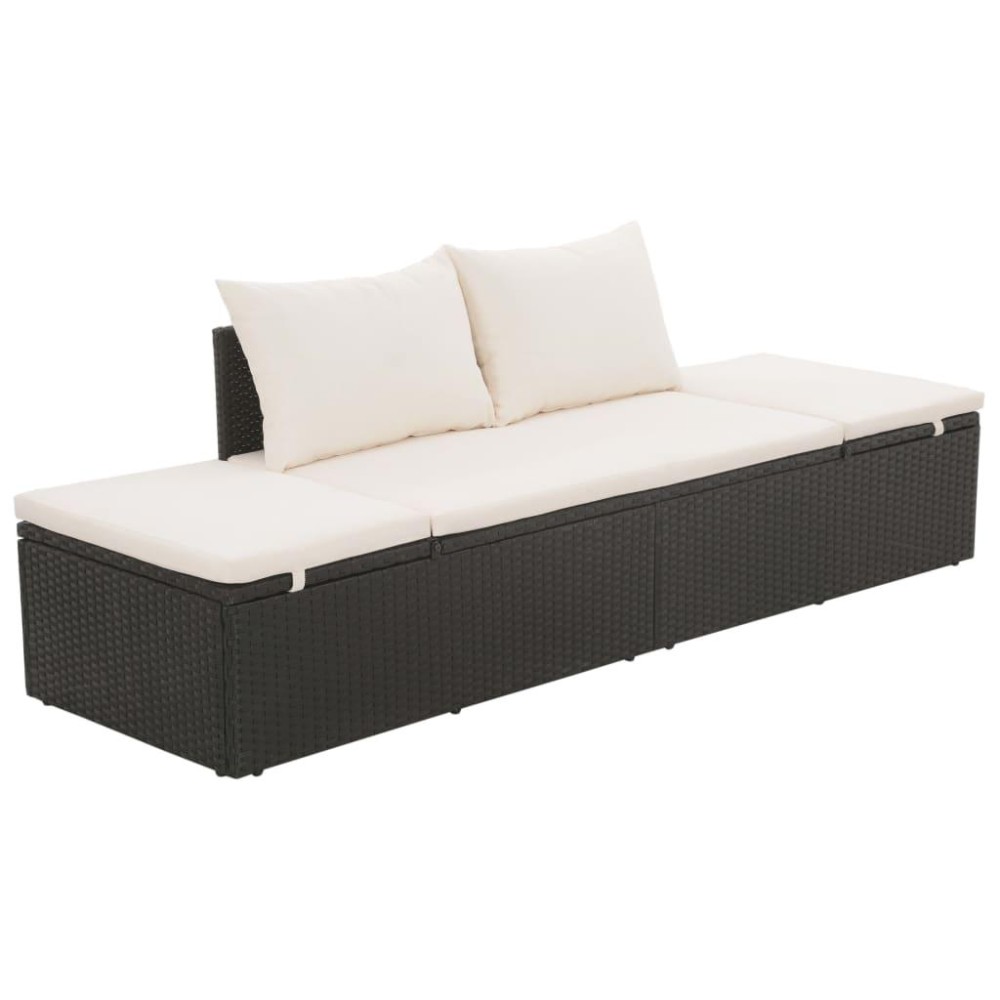 Vidaxl Patio Bed Black 76.8X23.6 Poly Rattan