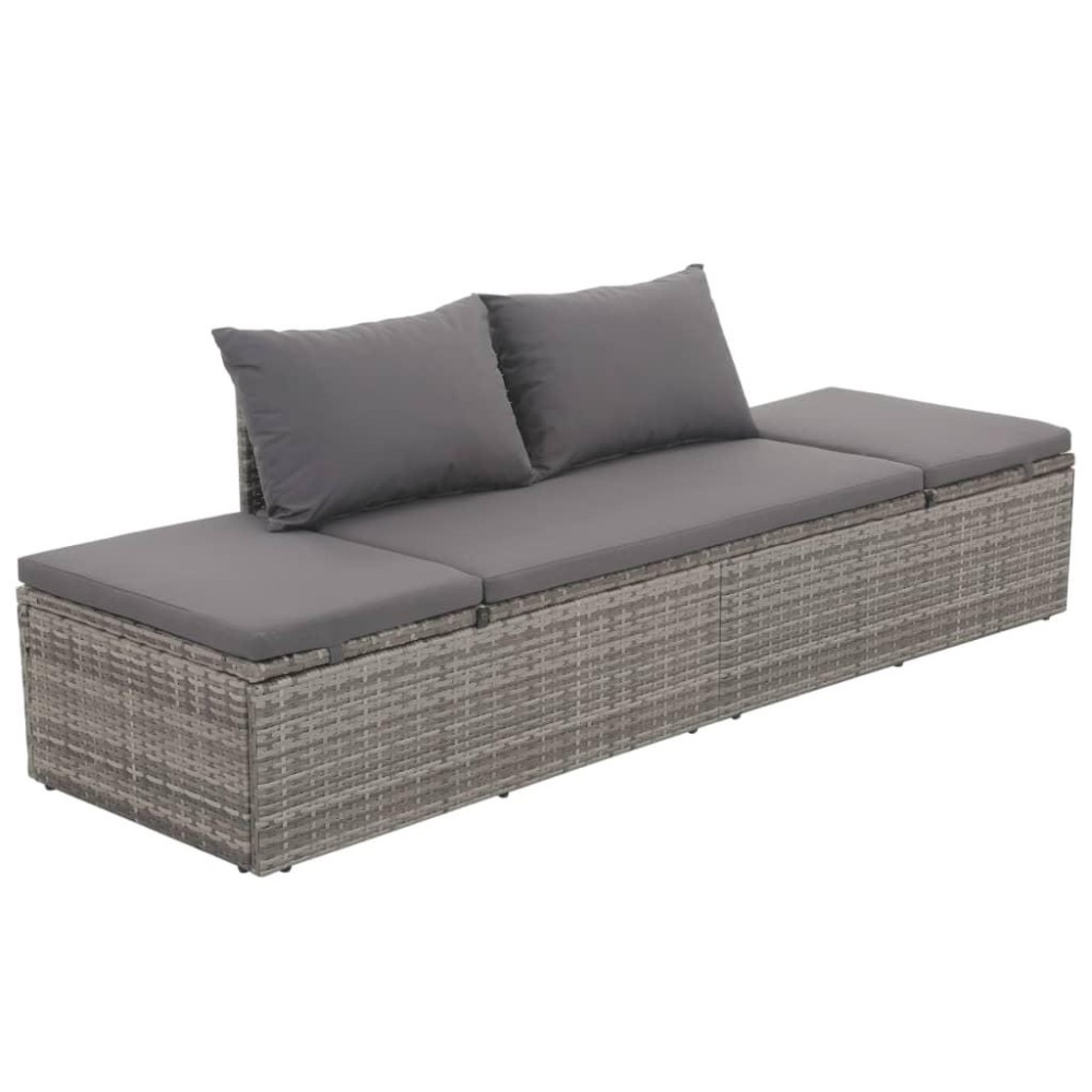 Vidaxl Patio Bed Gray 76.8X23.6 Poly Rattan