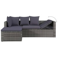 Vidaxl 4 Piece Patio Lounge Set With Cushions Poly Rattan Gray