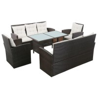 Vidaxl 5 Piece Patio Lounge Set With Cushions Poly Rattan Brown