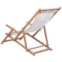 Vidaxl Folding Beach Chair Fabric And Wooden Frame Multicolor