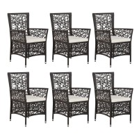 vidaXL 7 Piece Patio Dining Set Poly Rattan Brown