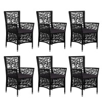 Vidaxl 7 Piece Patio Dining Set Poly Rattan Black