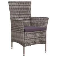 Vidaxl Patio Chair And Stool With Cushions Poly Rattan Gray