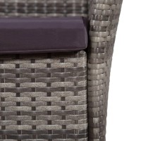 Vidaxl Patio Chair And Stool With Cushions Poly Rattan Gray