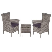 Vidaxl 3 Piece Bistro Set Poly Rattan Gray