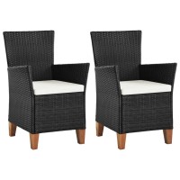 Vidaxl Patio Chairs With Cushions 2 Pcs Poly Rattan Black