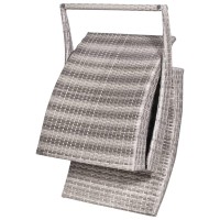 vidaXL Folding Sun Lounger with Cushion Poly Rattan Gray