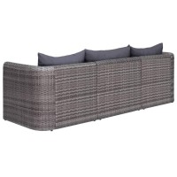 Vidaxl 3 Piece Patio Sofa Set With Cushions Gray Poly Rattan