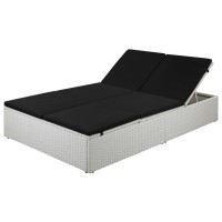 Vidaxl Sun Lounger With Cushion Poly Rattan Black